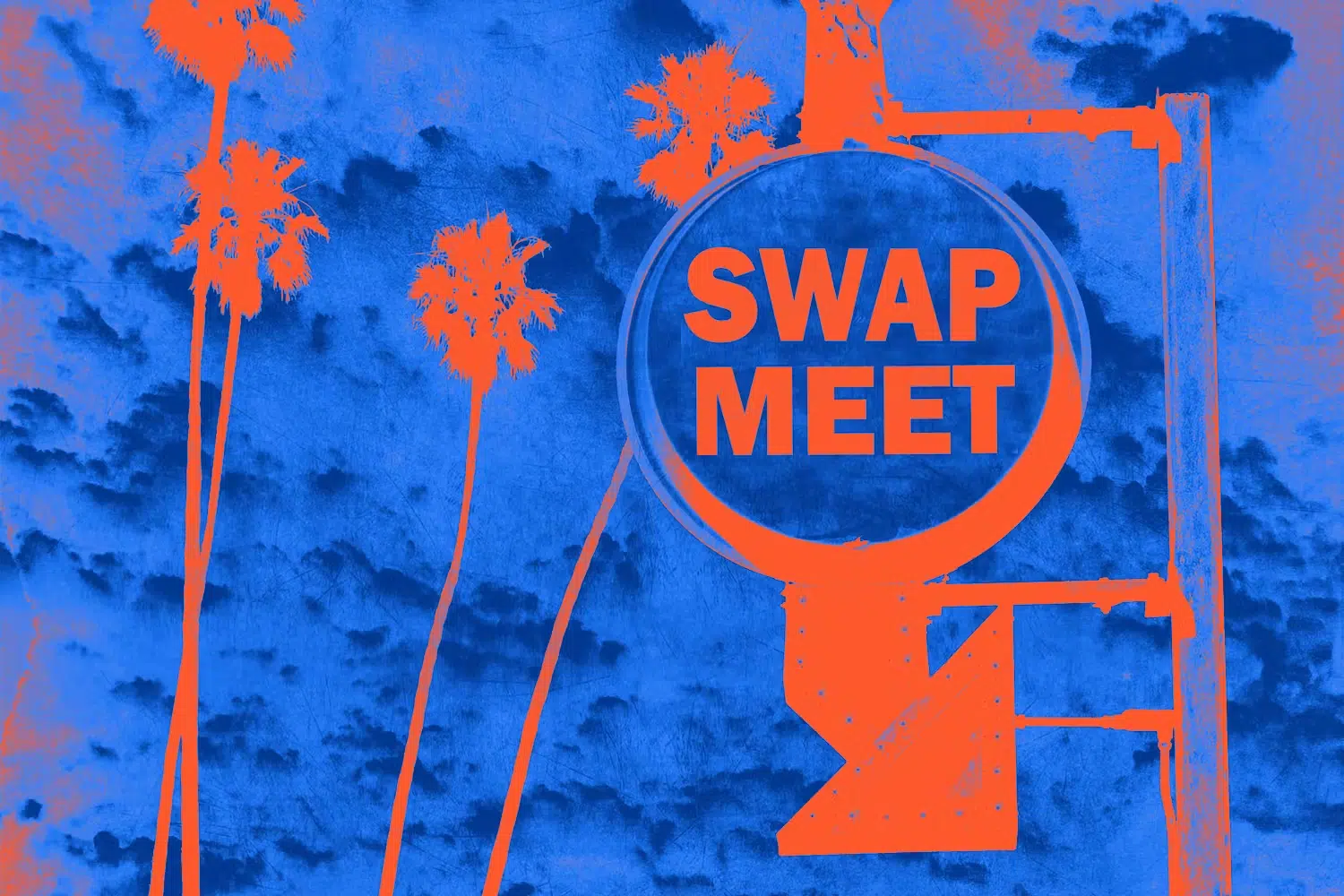 Marquee sign reading "Swap Meet"