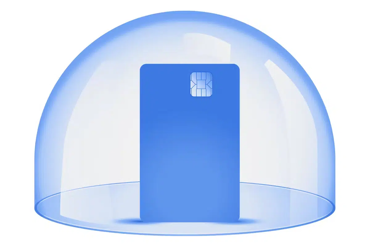 Credit card in clear dome