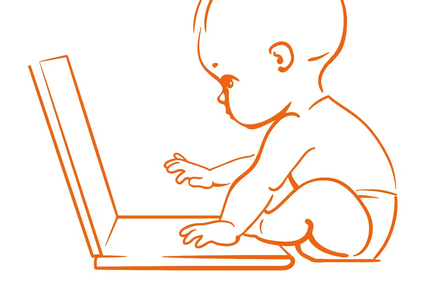 cartoon baby on computer