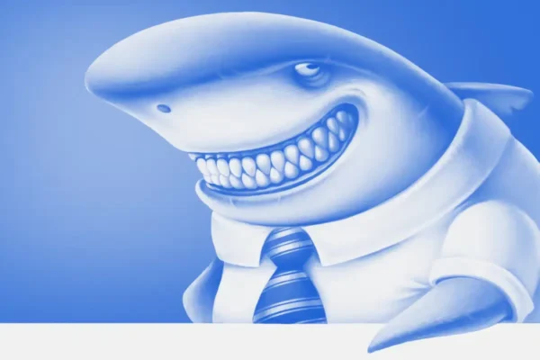 Cartoon shark wearing a suit