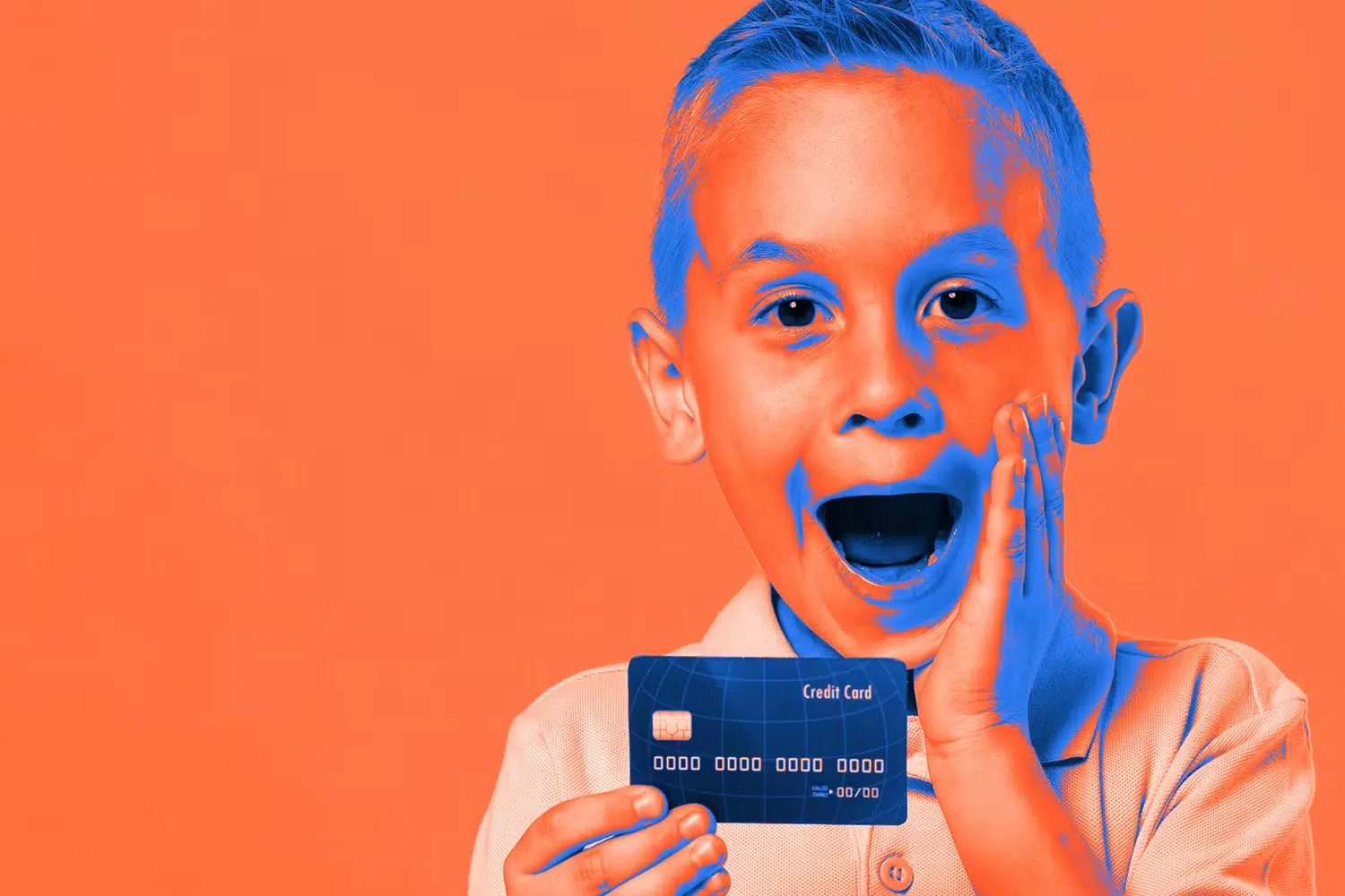 Child holding credit card