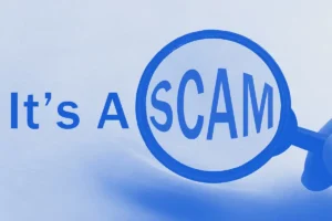"It's a Scam" lettering