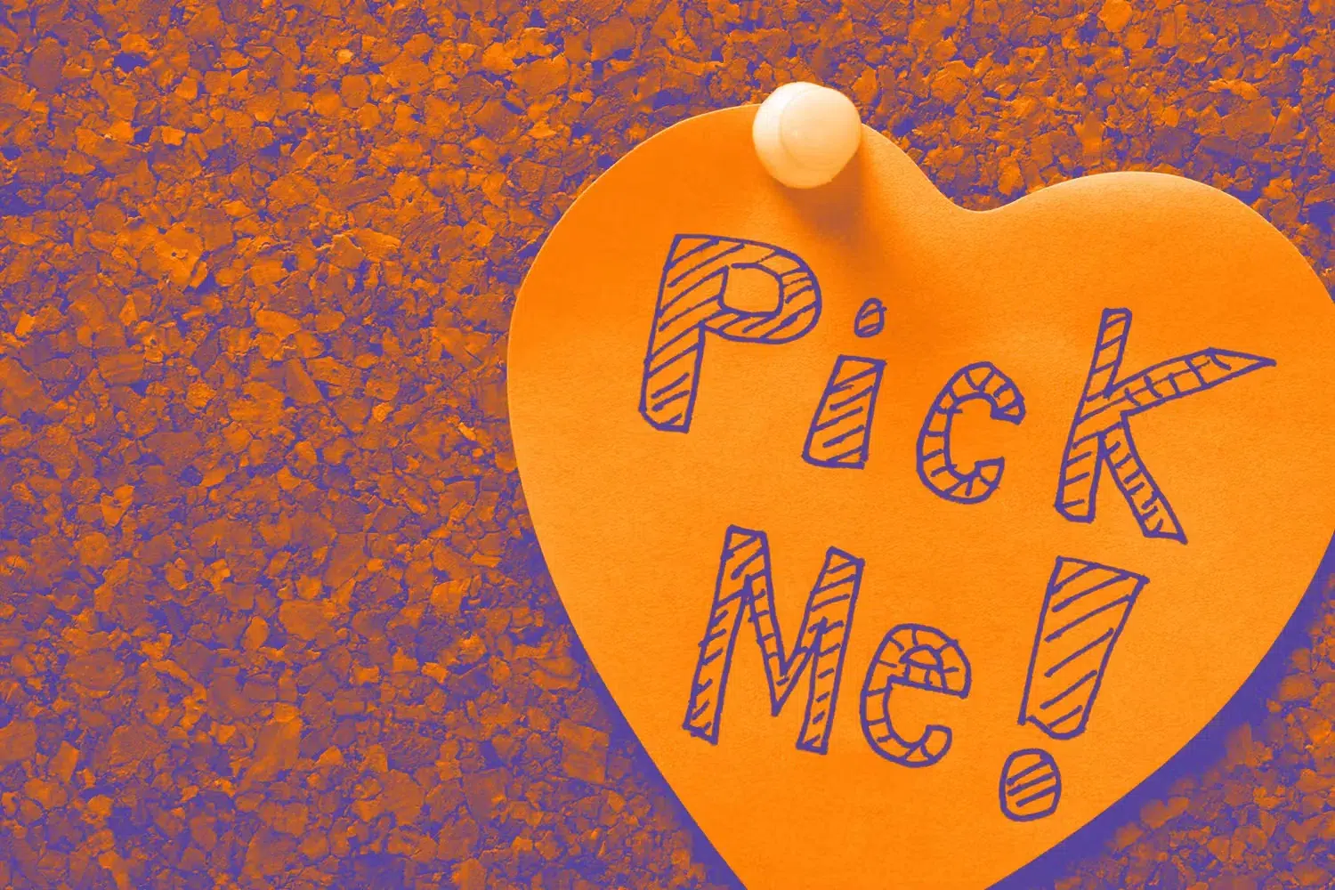 heart spelling "Pick Me!" on it