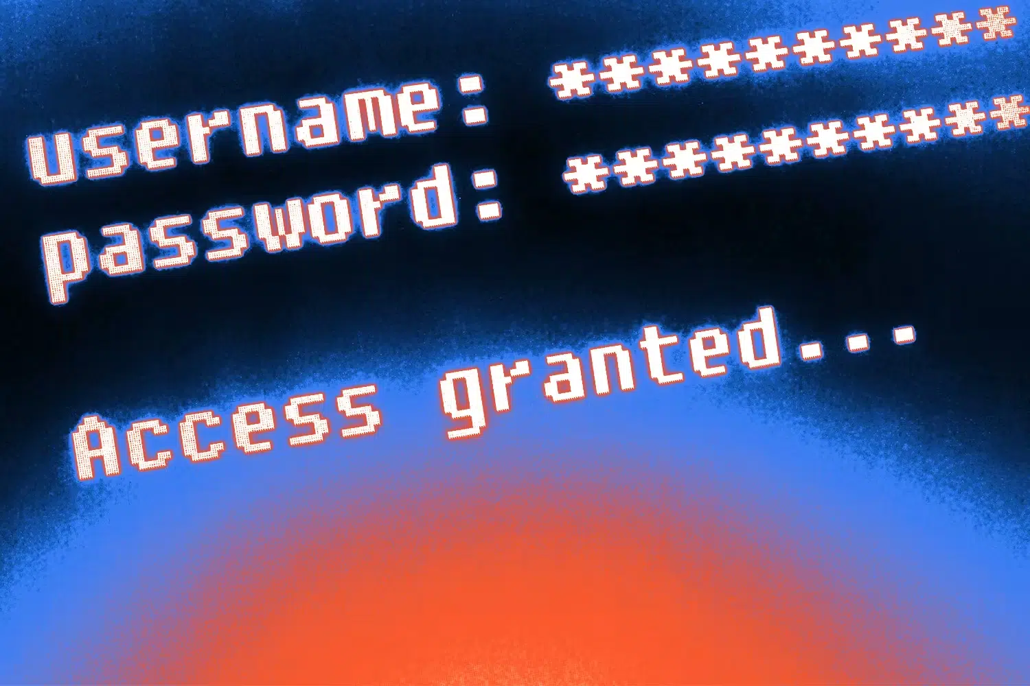 usename, password on computer screen